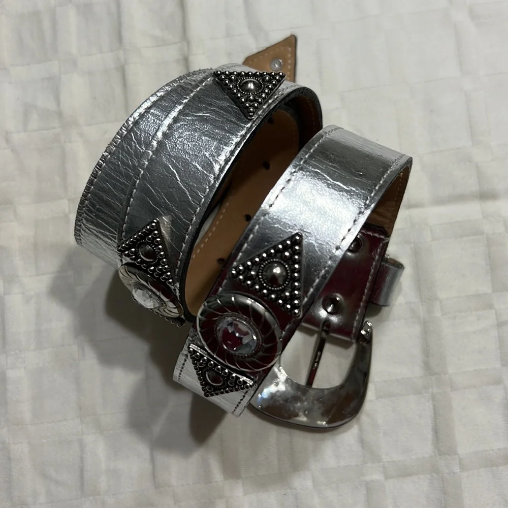 LEATHEROCK Ladies Leather Belt BLING Crystal - Picture 6 of 10